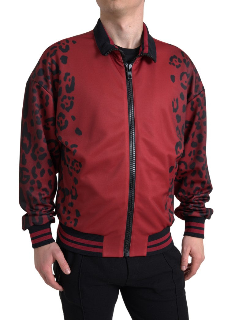 Dolce & Gabbana Rød Leopard Bomber Jakke & Frakke