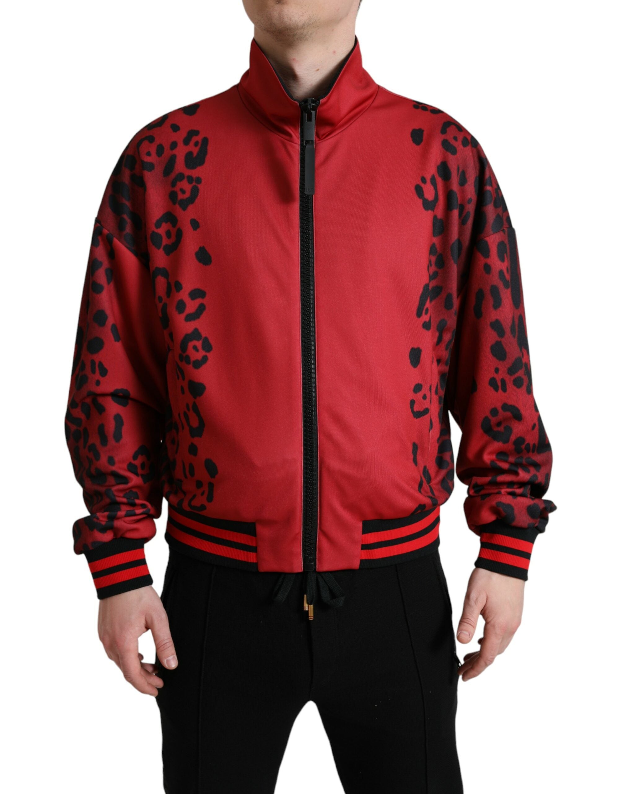 Dolce & Gabbana Rød Leopard Polyester Bomber Jakke & Frakke