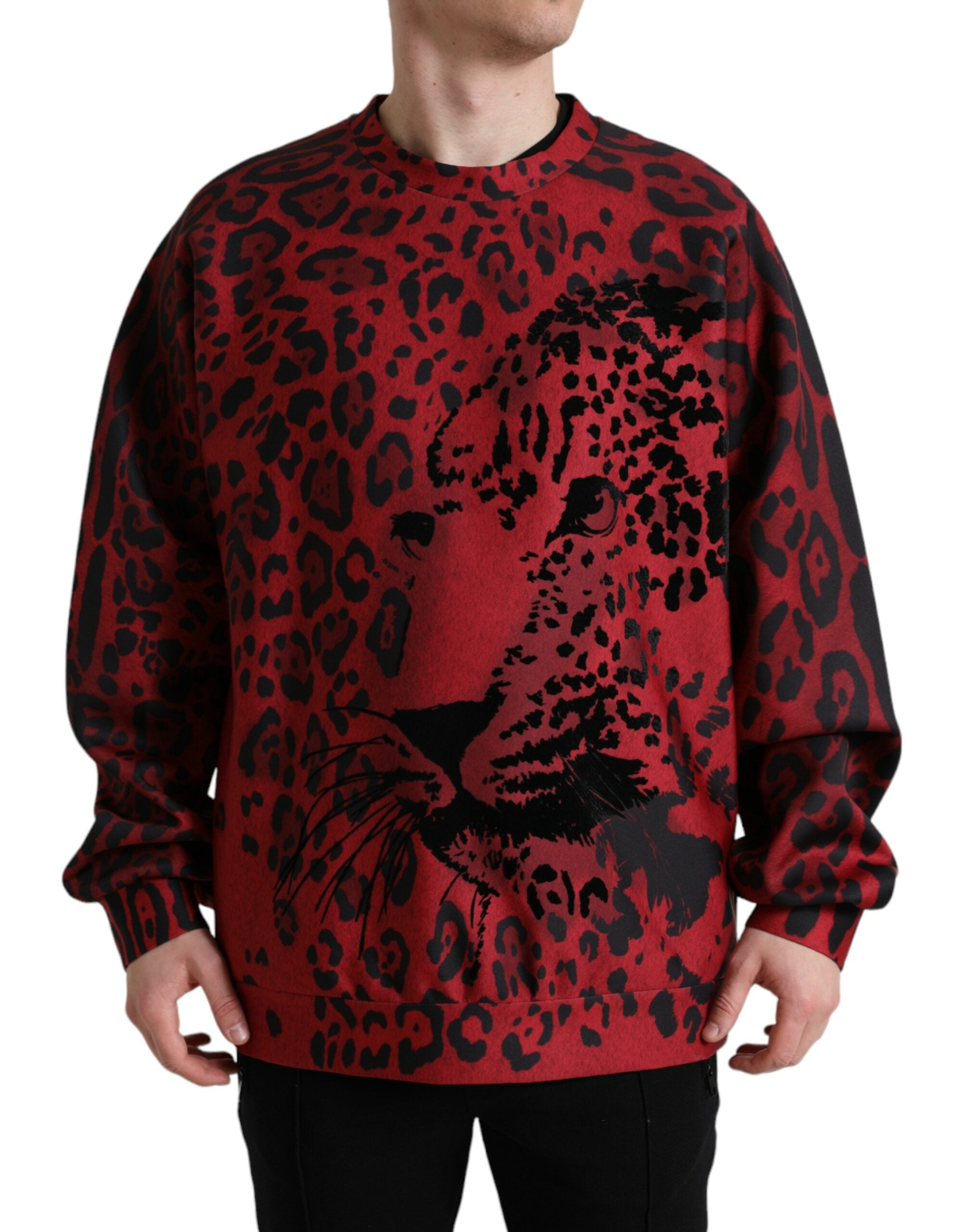 Dolce & Gabbana Rød Leopard Pullover Sweater