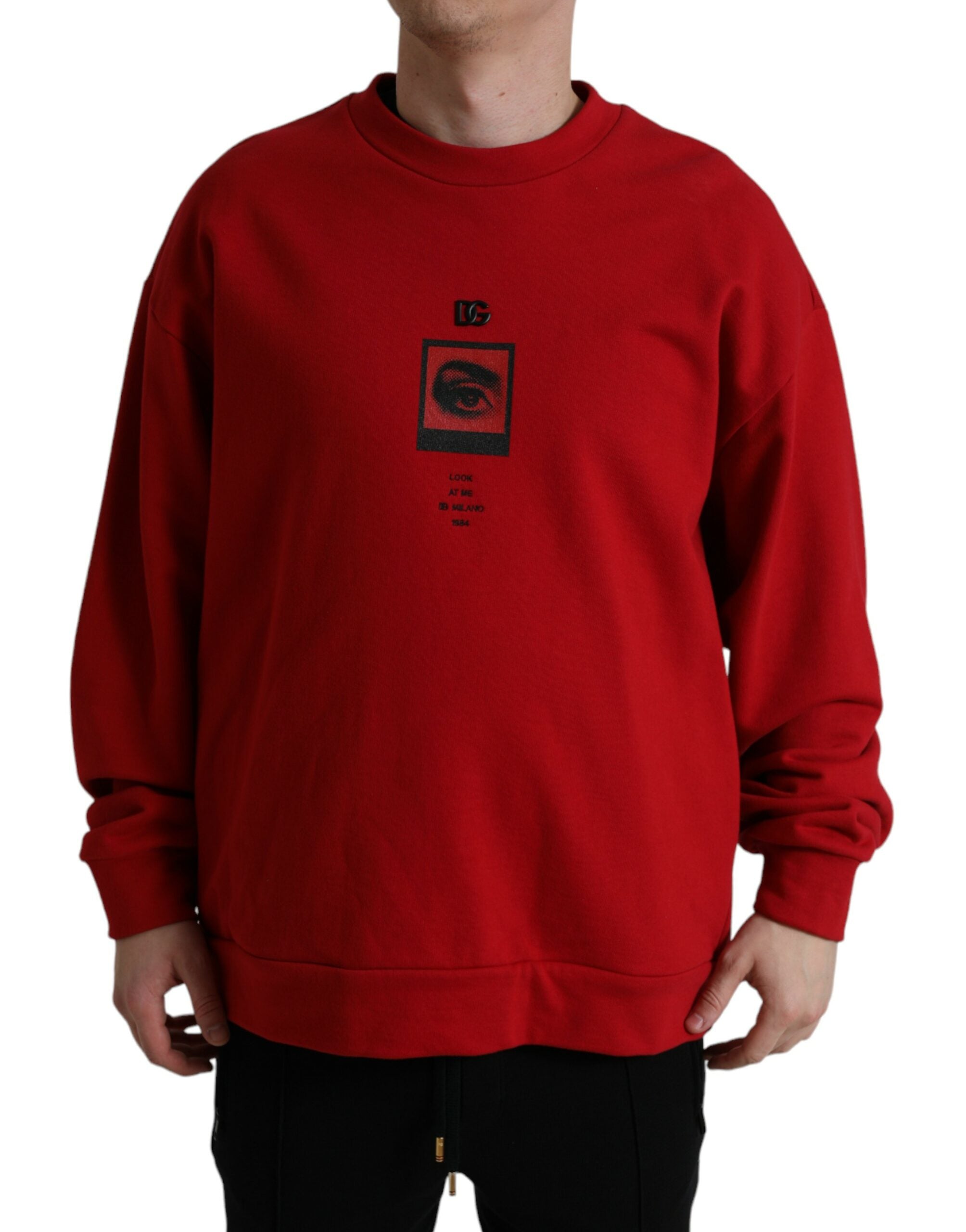 Dolce & Gabbana Rød Logo Print Pullover Sweater