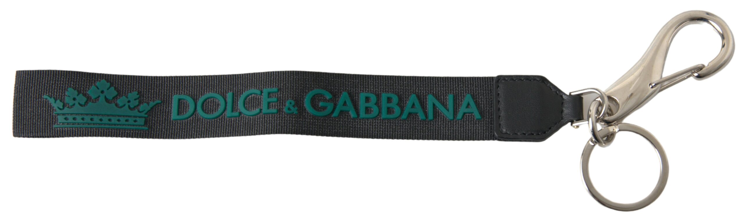 13: Dolce & Gabbana Sort Gummi DG Logo Sølv Metal Nøglering