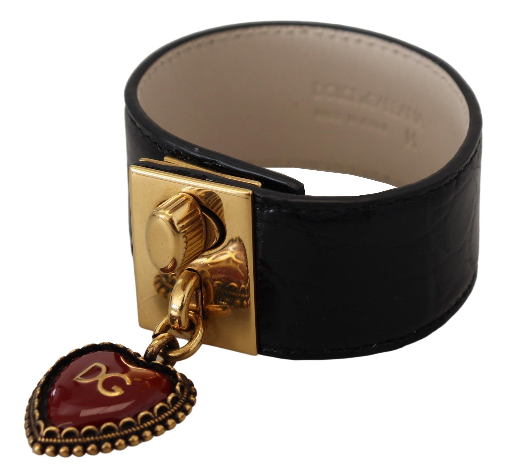 Dolce & Gabbana Sort Læder DG Armbånd Smykke