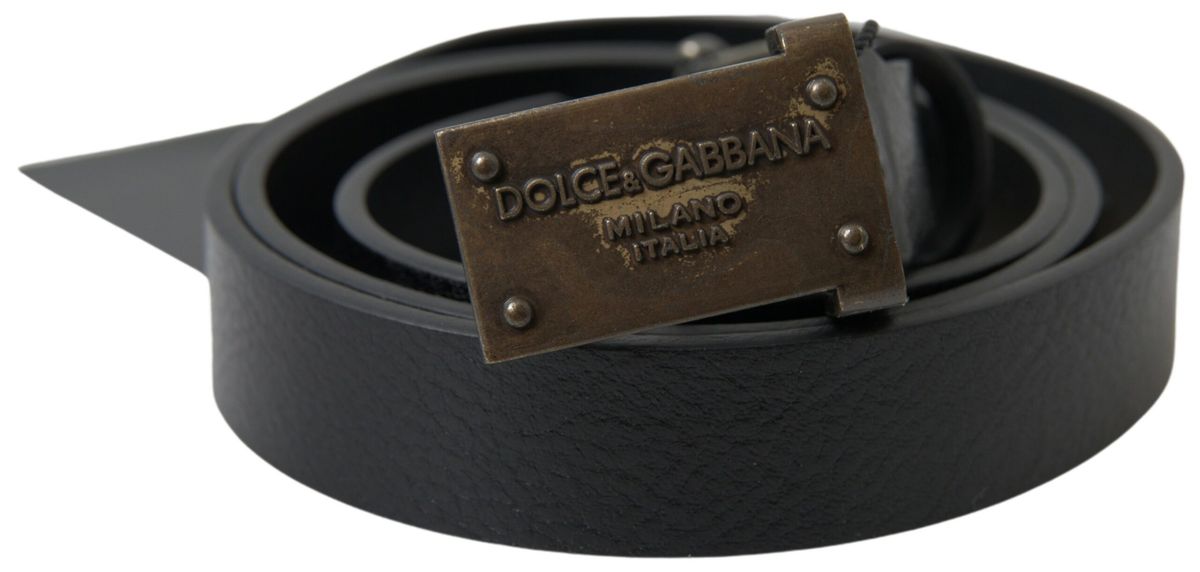 Dolce & Gabbana Sort Læder Spænde Bælte