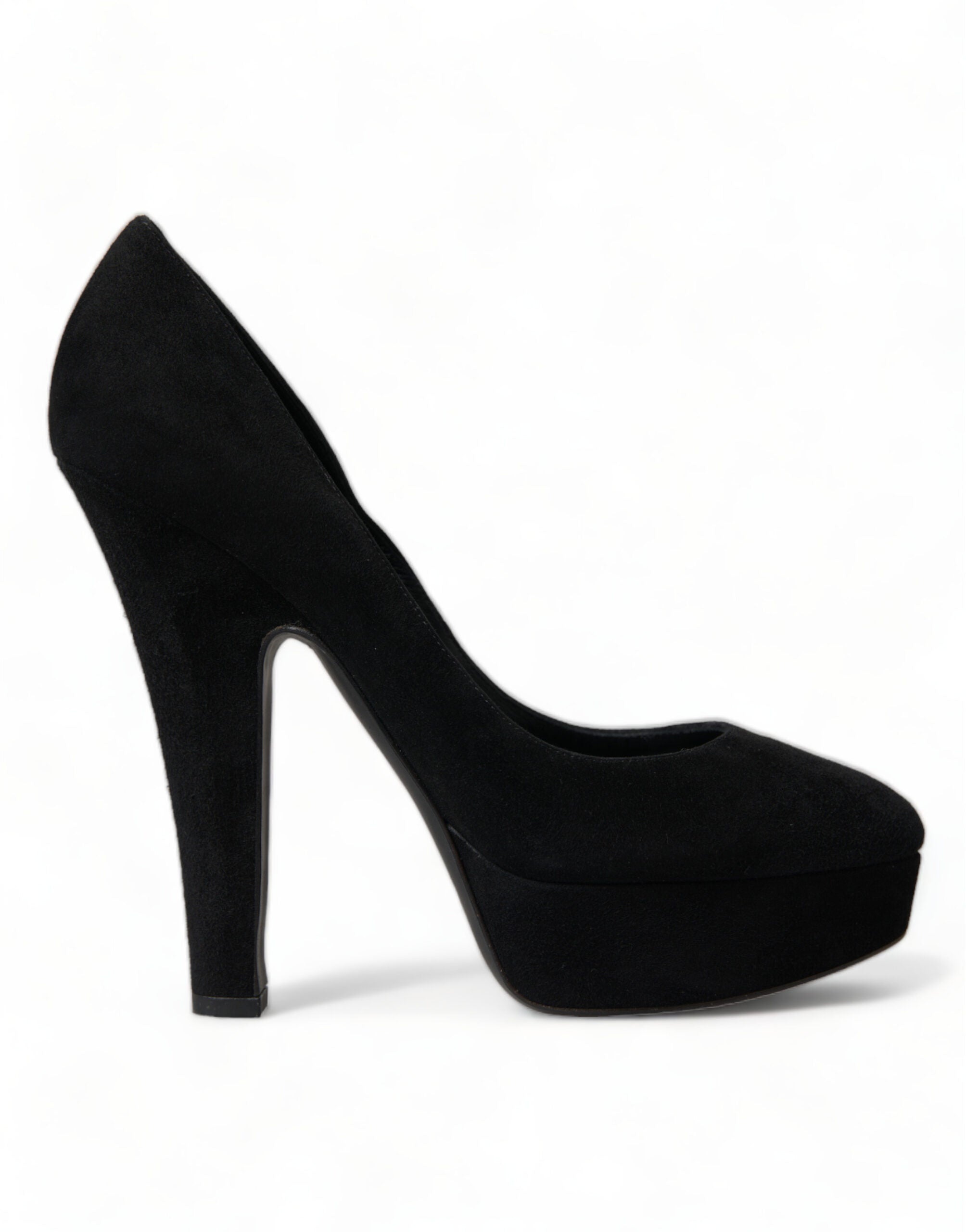 Dolce & Gabbana Sort Suede Læder Platform Heel Pumps Shoes