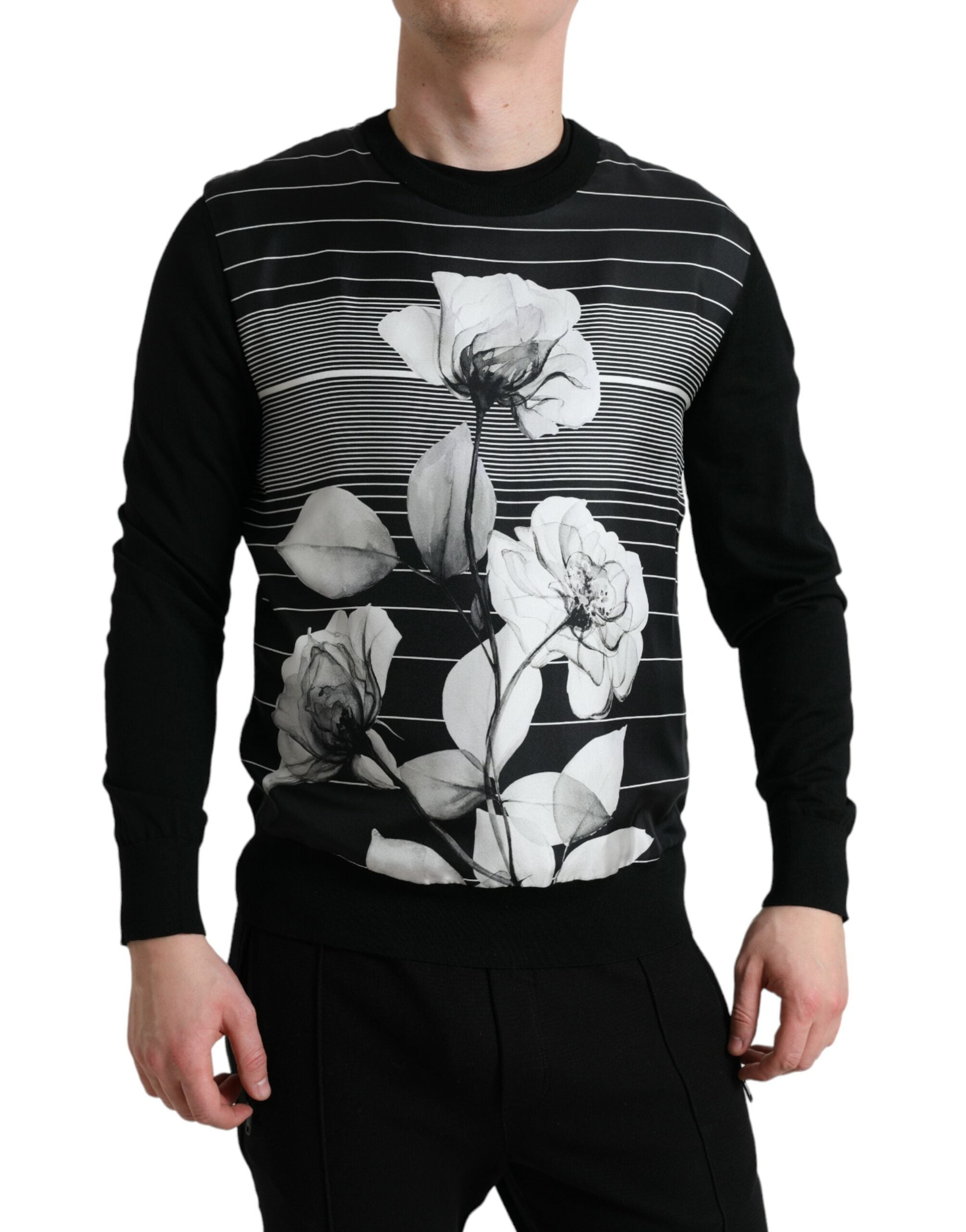 Dolce & Gabbana Sort Uld Silkee Pullover Sweater