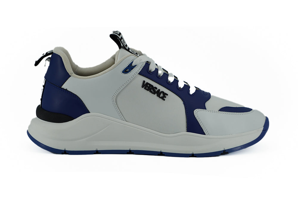 #3 - Versace Blå Hvid Læder Sneakers