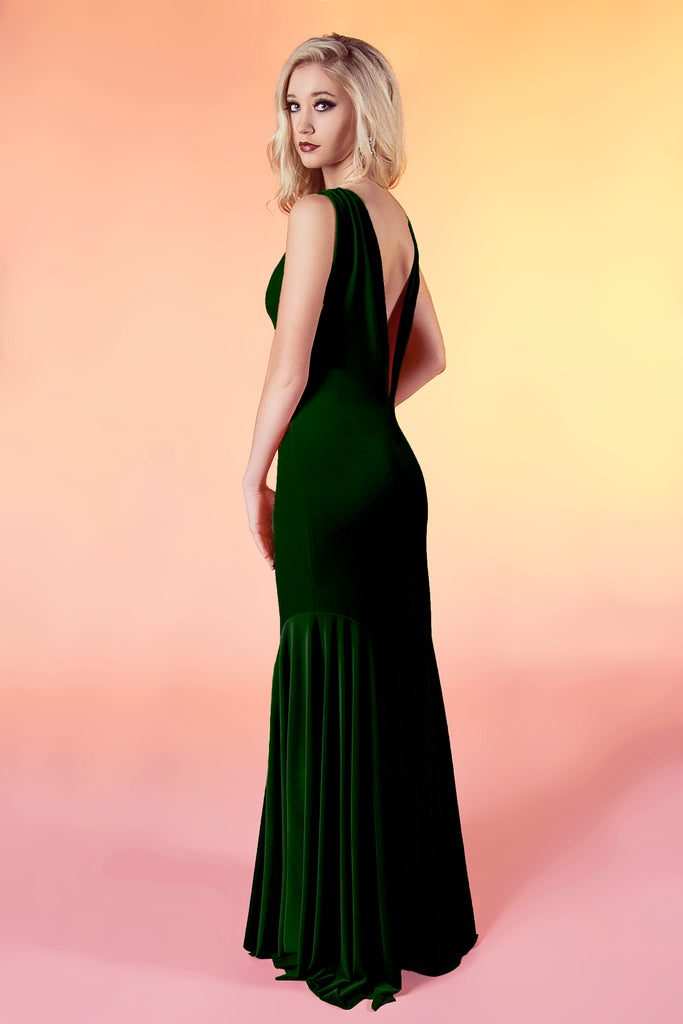 petite green velvet dress