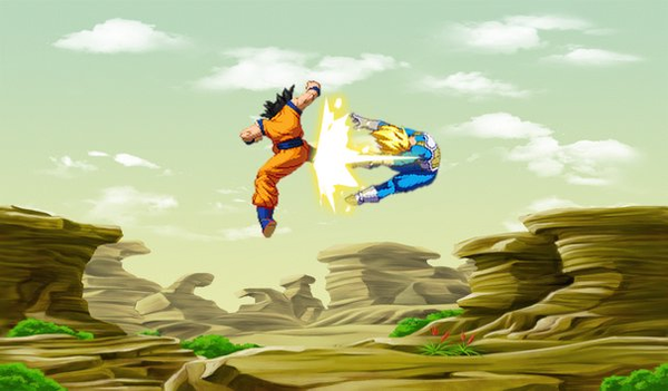 combat entre deux saiyans dbz