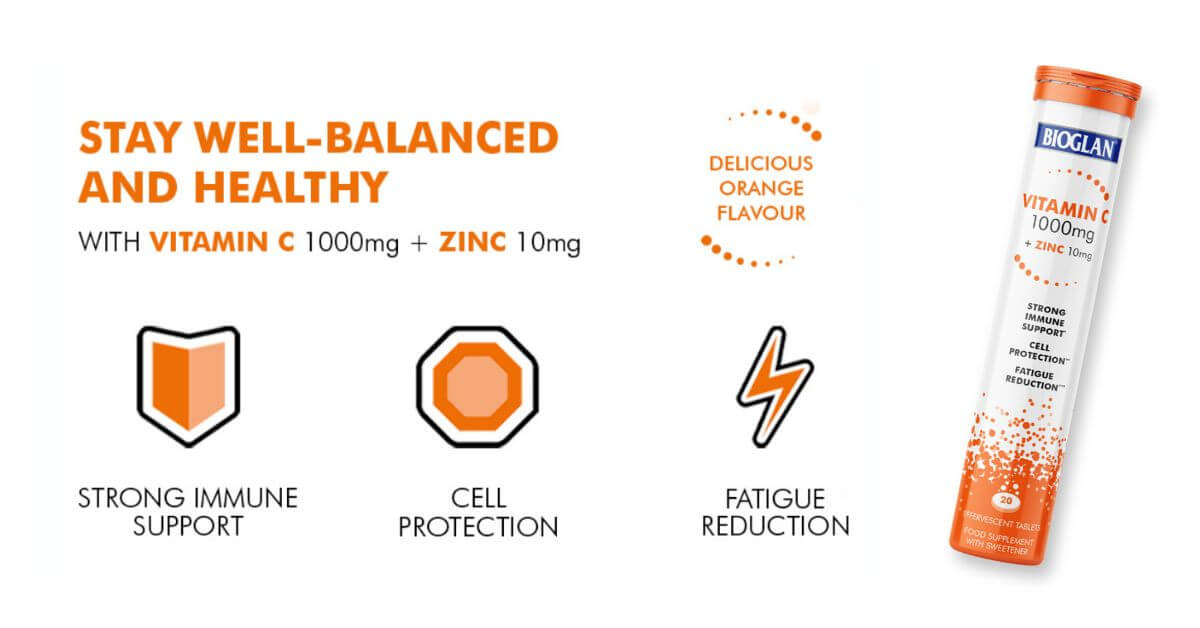 Bioglan Vitamin C Effervescent Tablets with Zinc, Immune Support