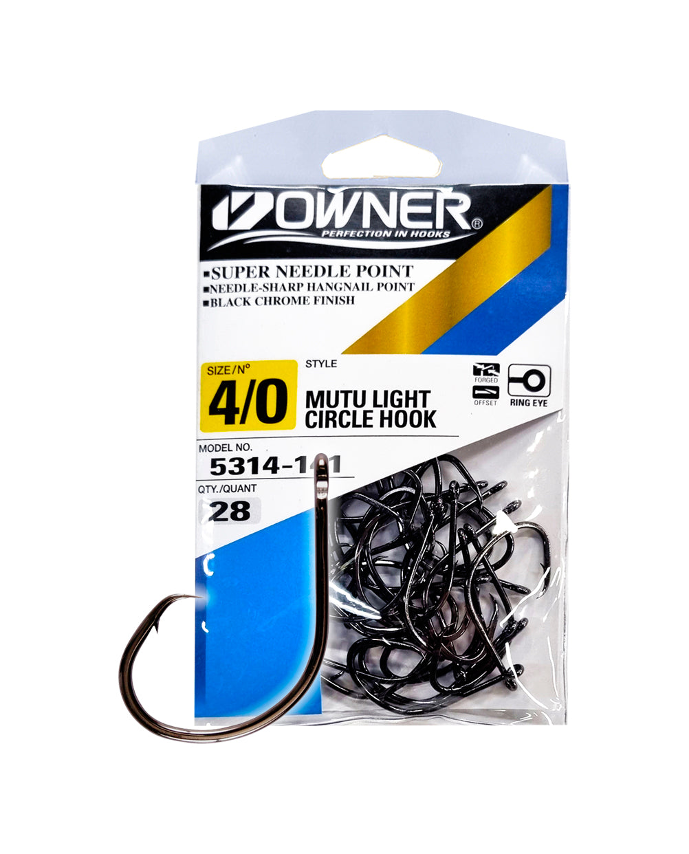 Buy Owner Mutu Light Wire Tournament Circle Hooks Bulk Pack 4/0 Qty 28  online at