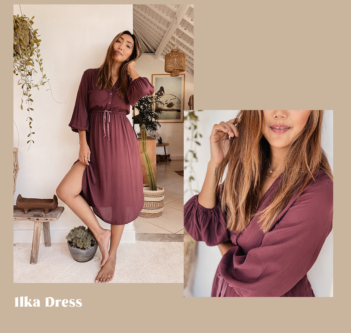 Ilka Dress in Wine 