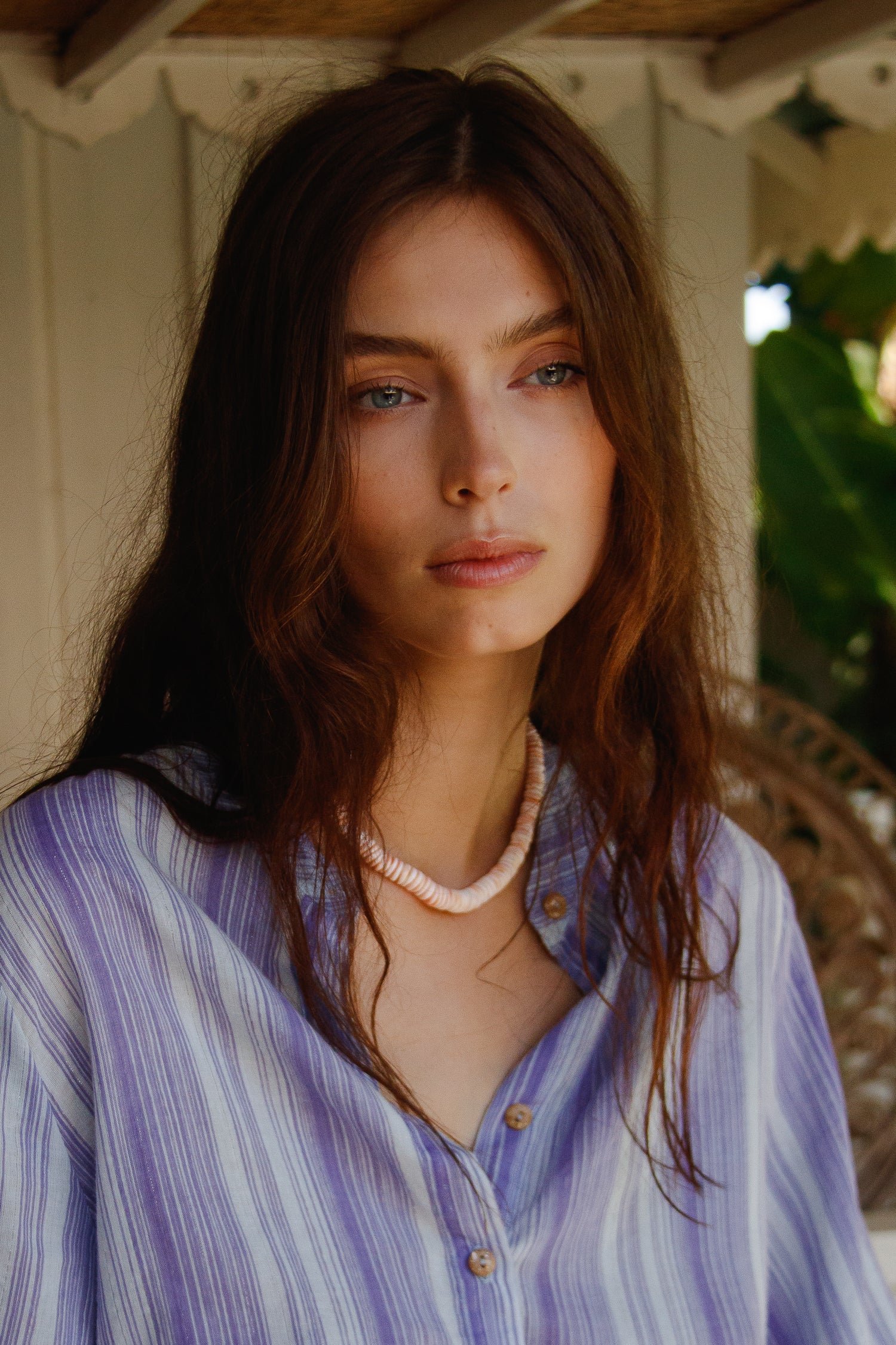 close up of girl in summer top 