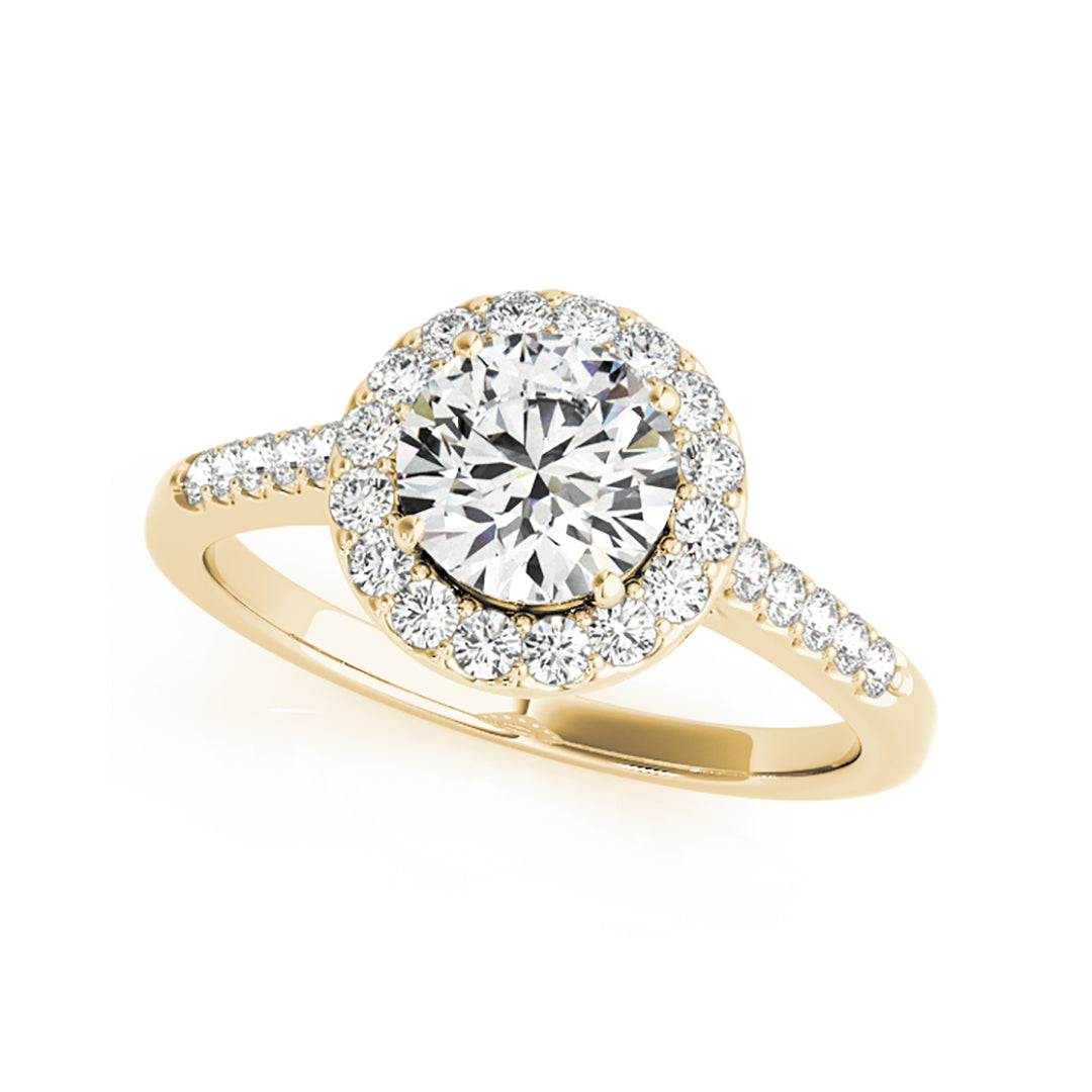 Round Brilliant Cut Halo Diamond Engagement Ring with Side Diamonds( 0. ...