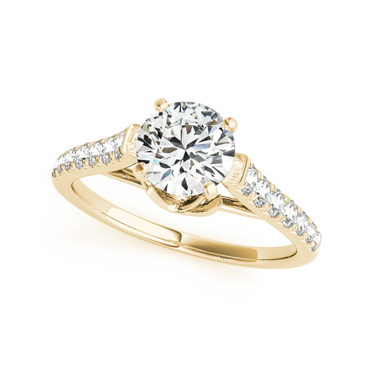 Solitaire Round Brilliant Cut Cathedral Shank Diamond Engagement Ring ...