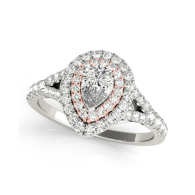 Modern Designed Fancy Pear Shape Split Diamond Band Engagement Ring (0. ...