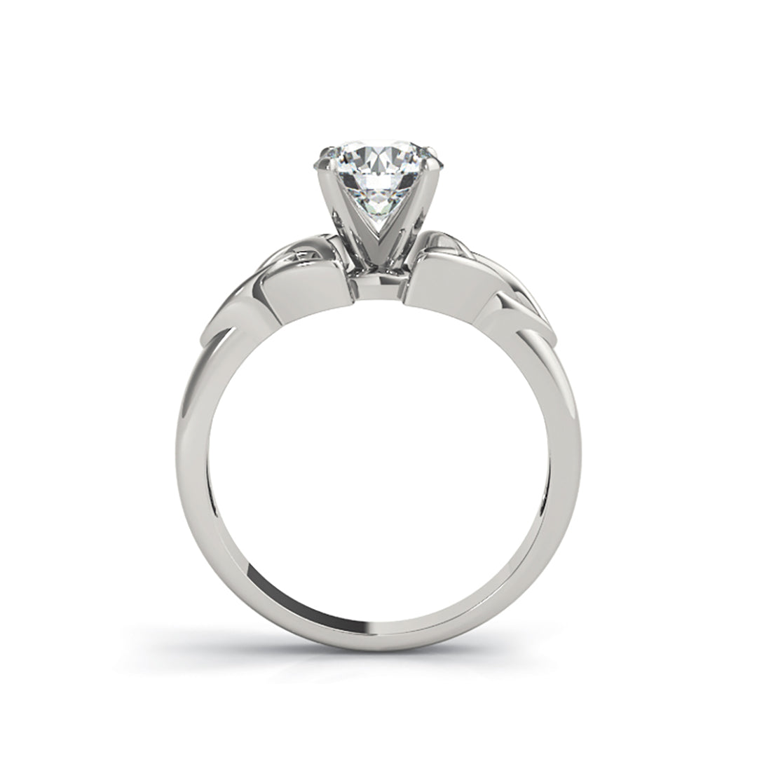 Round Solitaire Carved Shank Vintage Diamond Engagement Ring( 0.5 CTW ...