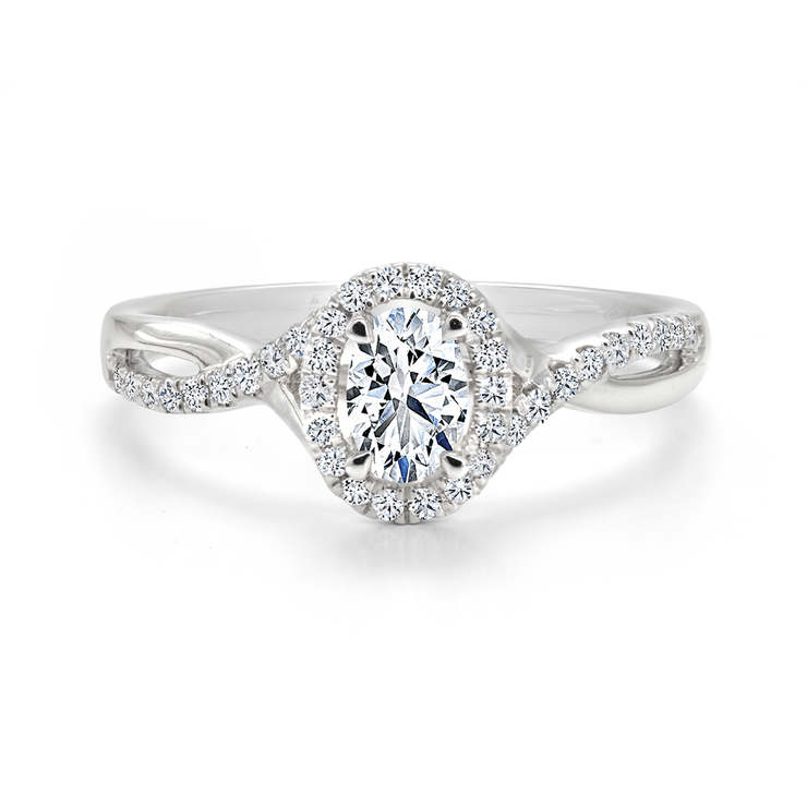 CR-R133570 Canadian Diamond Oval Halo Twist Diamond Band Engagement ...