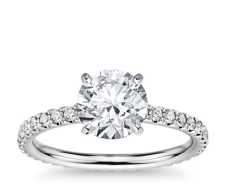 0.88ctw 4-Prong Solitaire Side-Diamond Engagement Ring In Most Popular Diamond Cuts