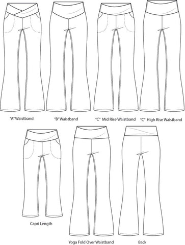 Flare Pants Sewing Pattern Custom Fit. Illustrated Sewing