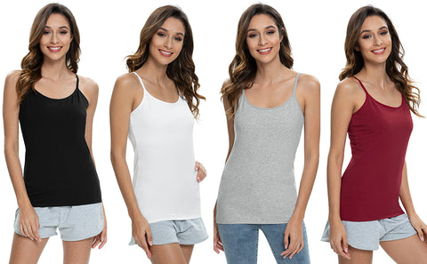 Women's Cotton Camisole Shelf Bra Spaghetti Straps Tank Top