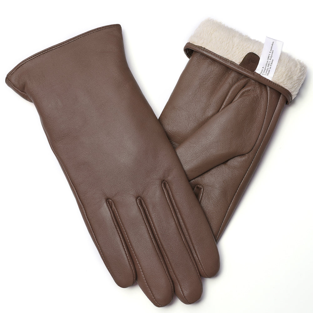brown leather gloves womens