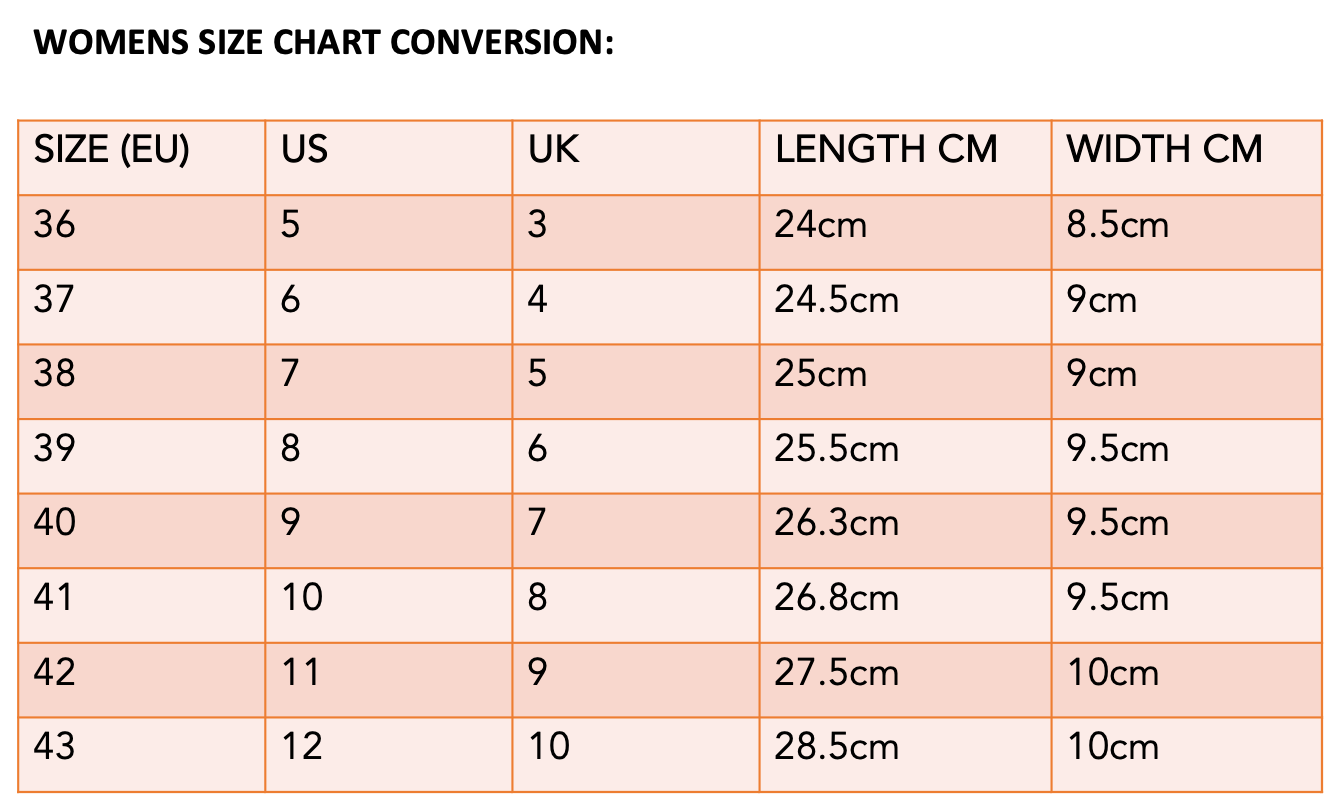 Sizing chart | Kung Fu Mary