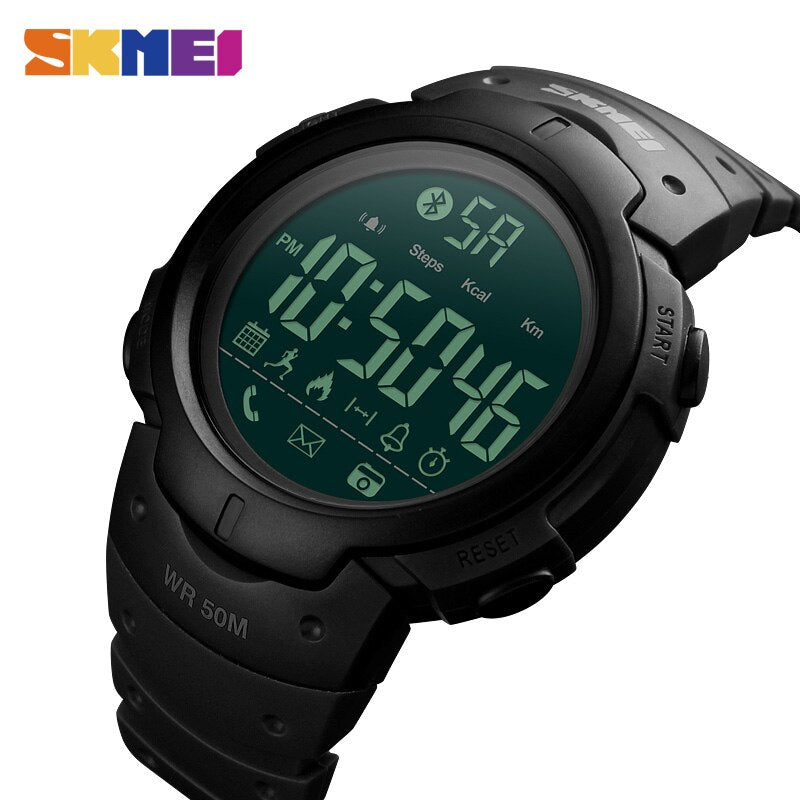 skmei fashion men's smart watch bluetooth digital sports wrist watch waterproof