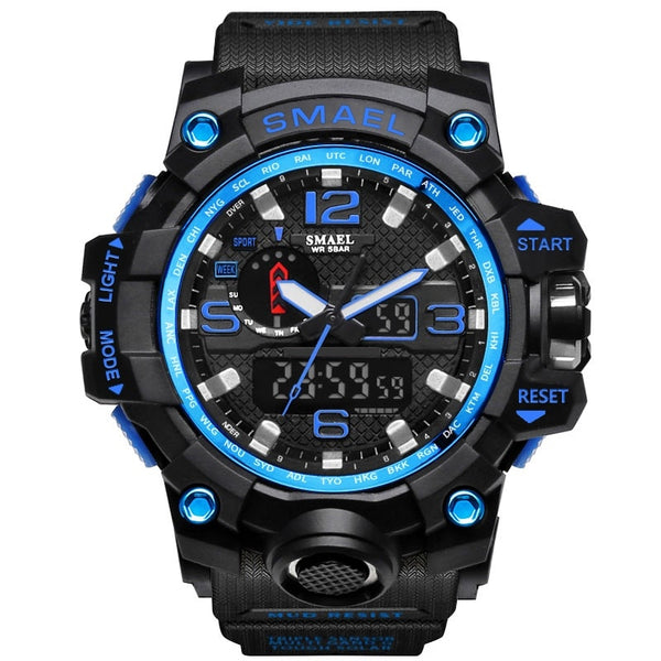 SMAEL Brand Men Sports Watches Dual Display Analog Digital LED