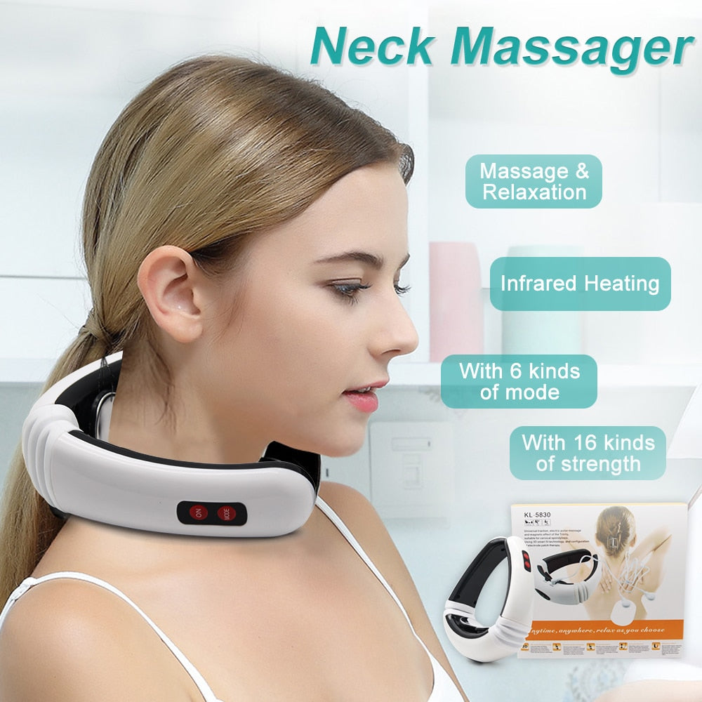 Aptoco Electric Pulse Back and Neck Massager Far Infrared Heating Pain