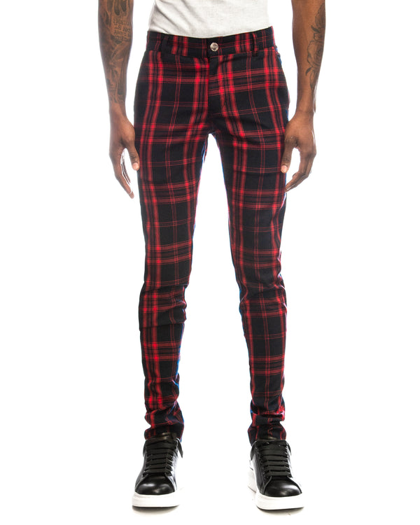 Men's Fashion Plaid Pants Royal Blue and Black 