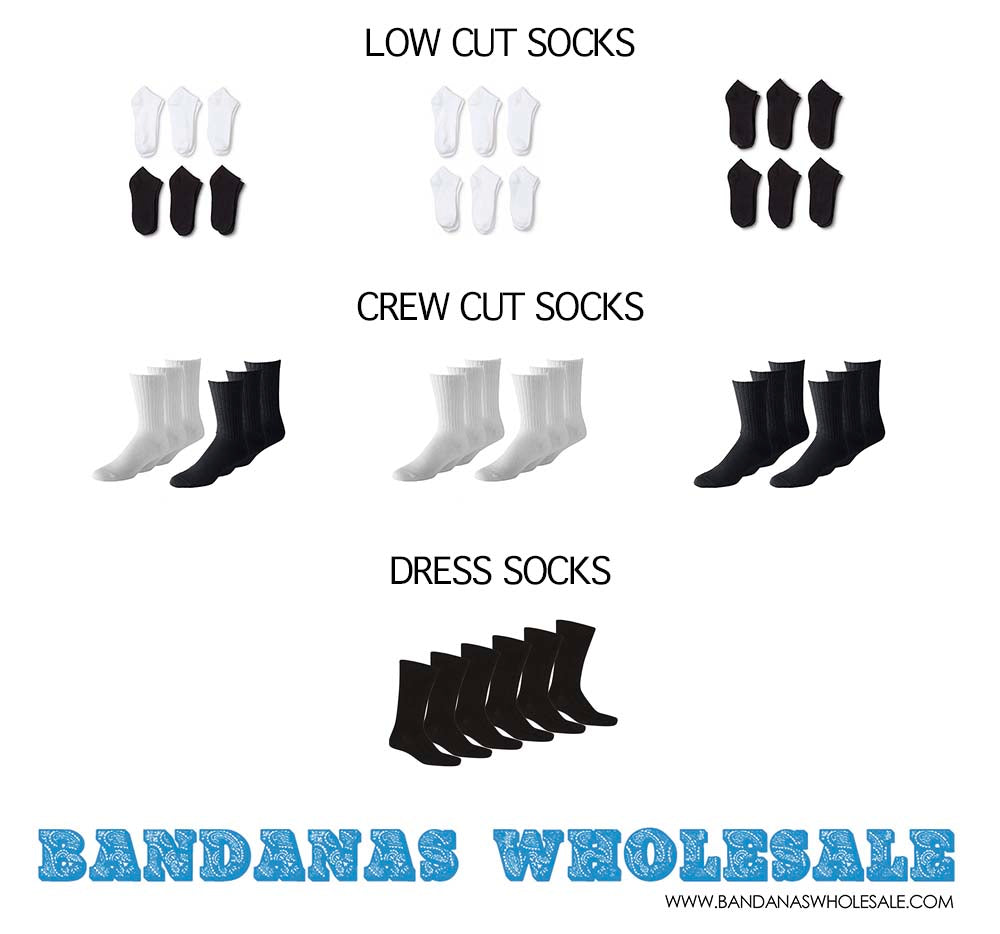 Bulk Wholesale Socks in many styles & colors for Bulk Wholesale Prices –  Bandanas Wholesale