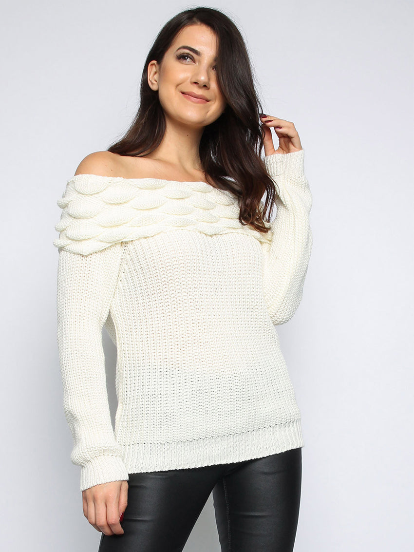 Ivory Off Shoulder Strik