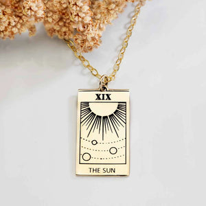 The Sun Tarot Card Necklace in Silver or Bronze - Funk & Flash