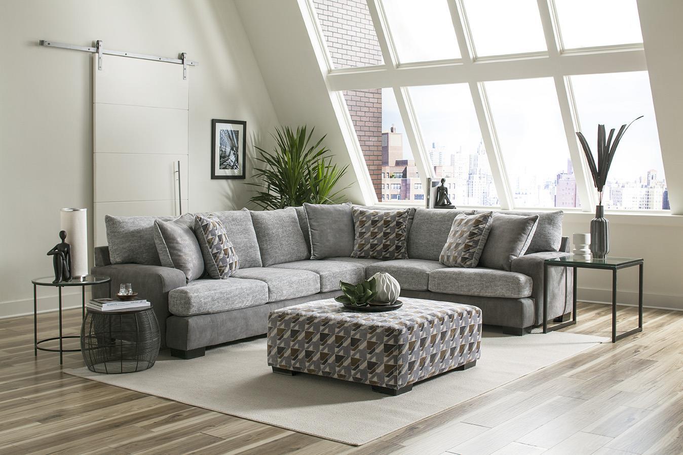 grey sectional with swivel chair