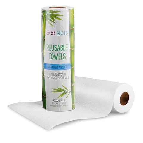 BAMBOUTOU Essuie-tout lavable et réutilisable en fibre de bambou - pack 25  Feuilles