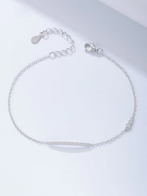 Clover Bracelet, Pave Zircon .925 Sterling Silver Dainty Flower Bracelet
