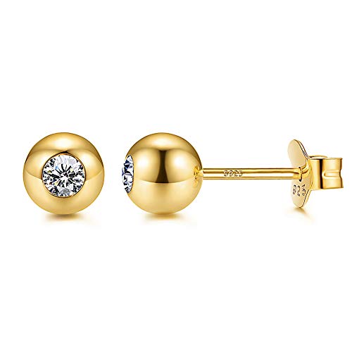 14k Yellow Gold Swarovski Earrings for Women & Men with Genuine Round  Swarovski, Cubic Zirconia Earrings Studs with Gold Earring Backs, 3  Carats total