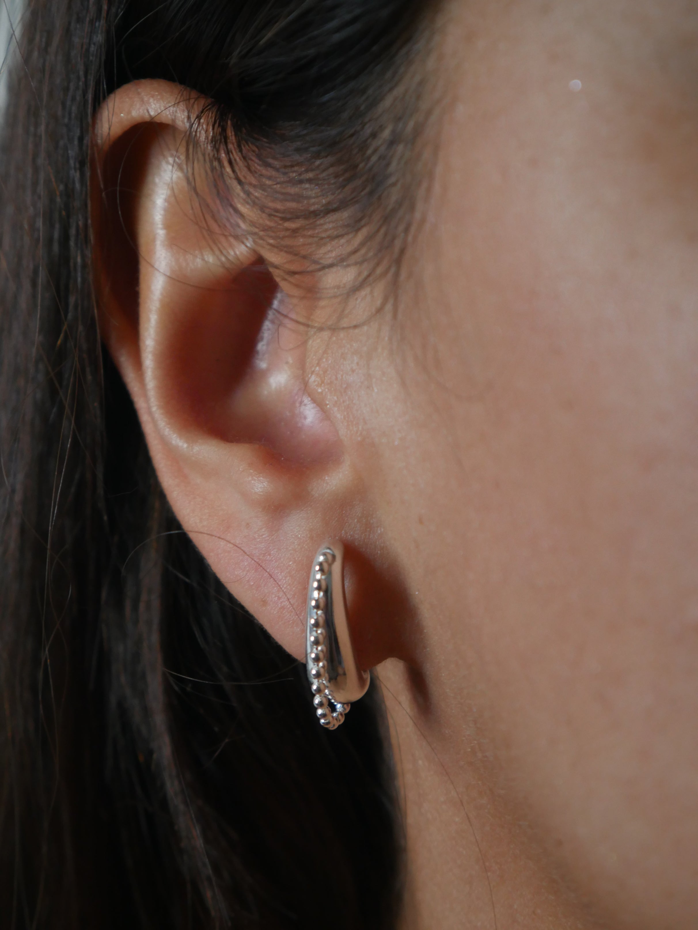 Rustic Snake Crawler .925 Sterling Silver Ear Pin Waterproof