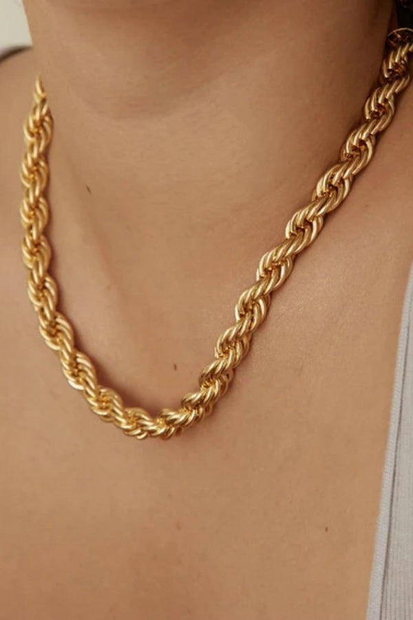 Gold Chain Necklace, 18K Gold Plated Stainless Steel Unisex Waterproof Necklace Gold / 24 Inches