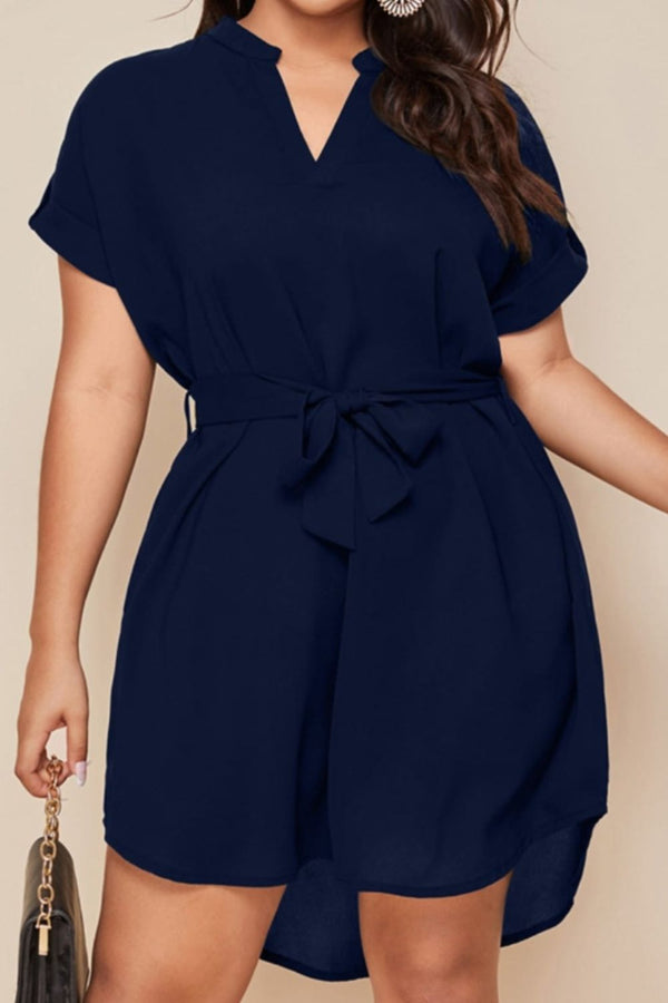 Plus Size Frill Heart Striped Half Sleeve Dress – SASSYARA