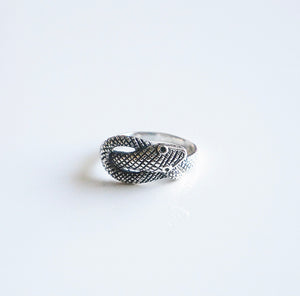 Rustic Snake Head Wrap Ring