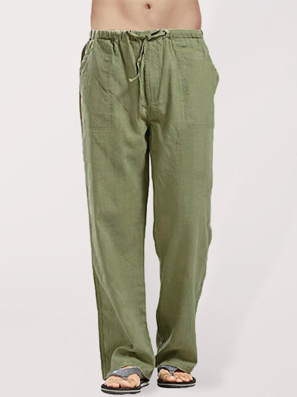 Men's Solid Color Linen Blend Drawstring Pants – KesleyBoutique