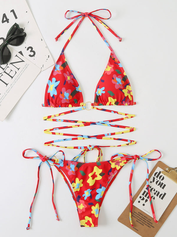 New lace floral bikini swimsuit fashionable swimwear – KesleyBoutique
