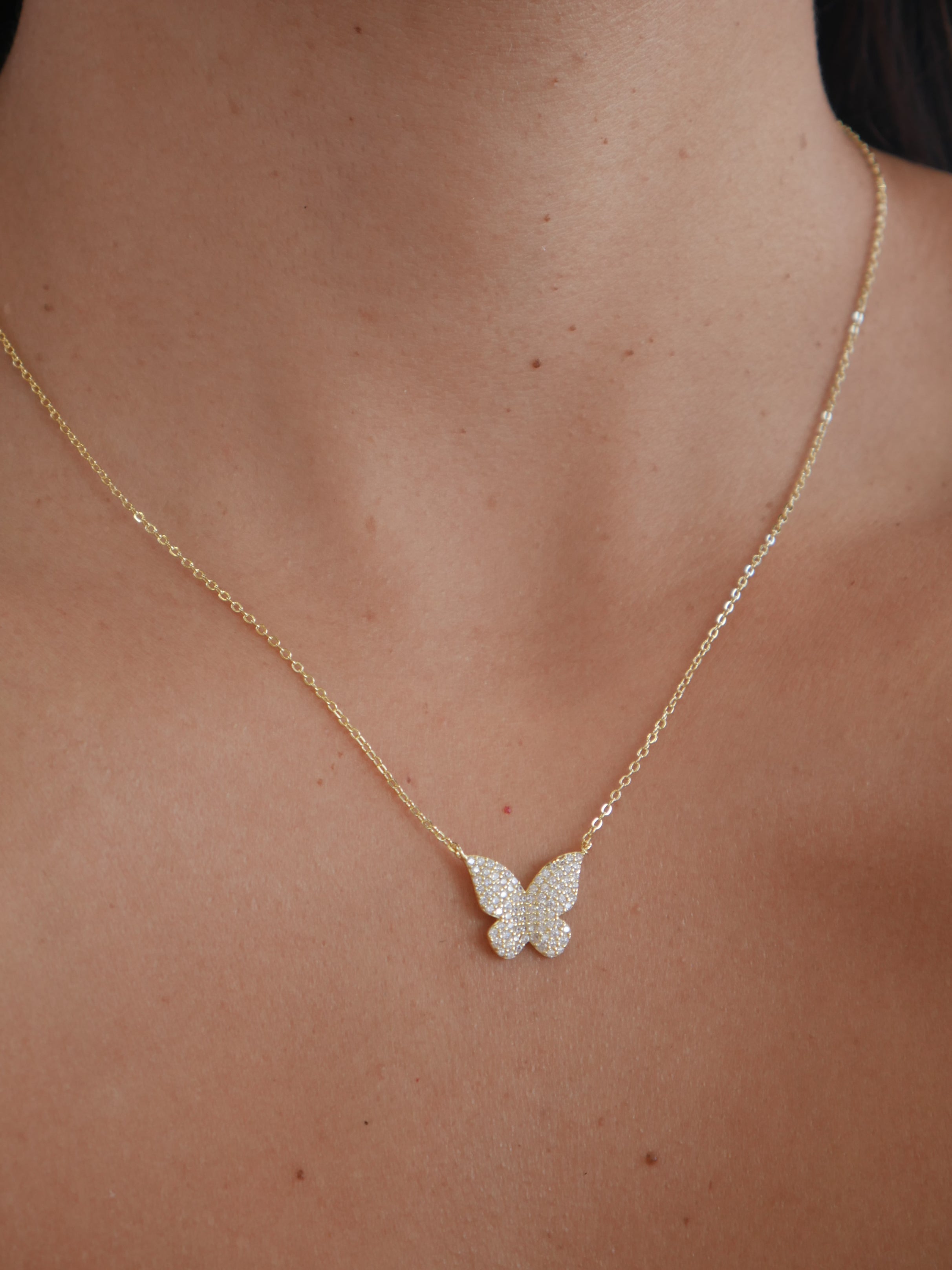 Windsor Dainty Rhinestone Butterfly Charm Necklace | CoolSprings Galleria