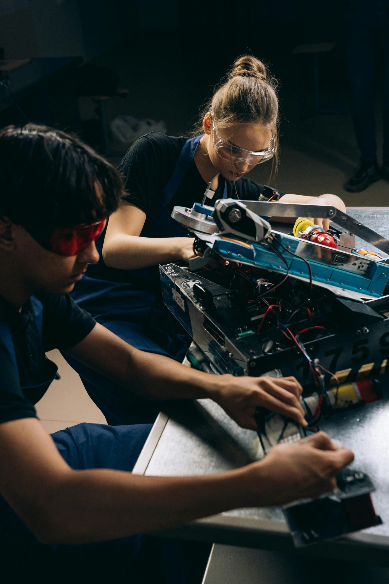 STEM Students working on technology