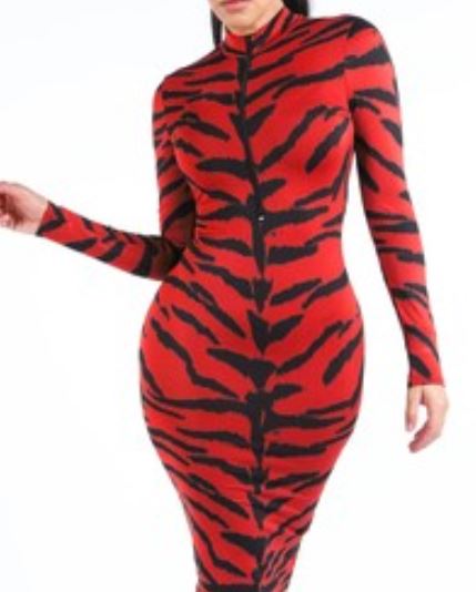 red tiger dress