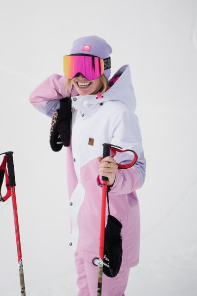 Blue White & Pink Ladies Ski Jacket - OOSC Clothing