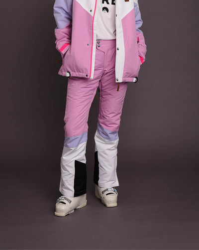 Womens Pastel Pink, White & Blue Ski Pants