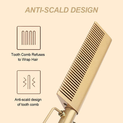 Professional Electric Comb - Straightener High Heat Press Comb