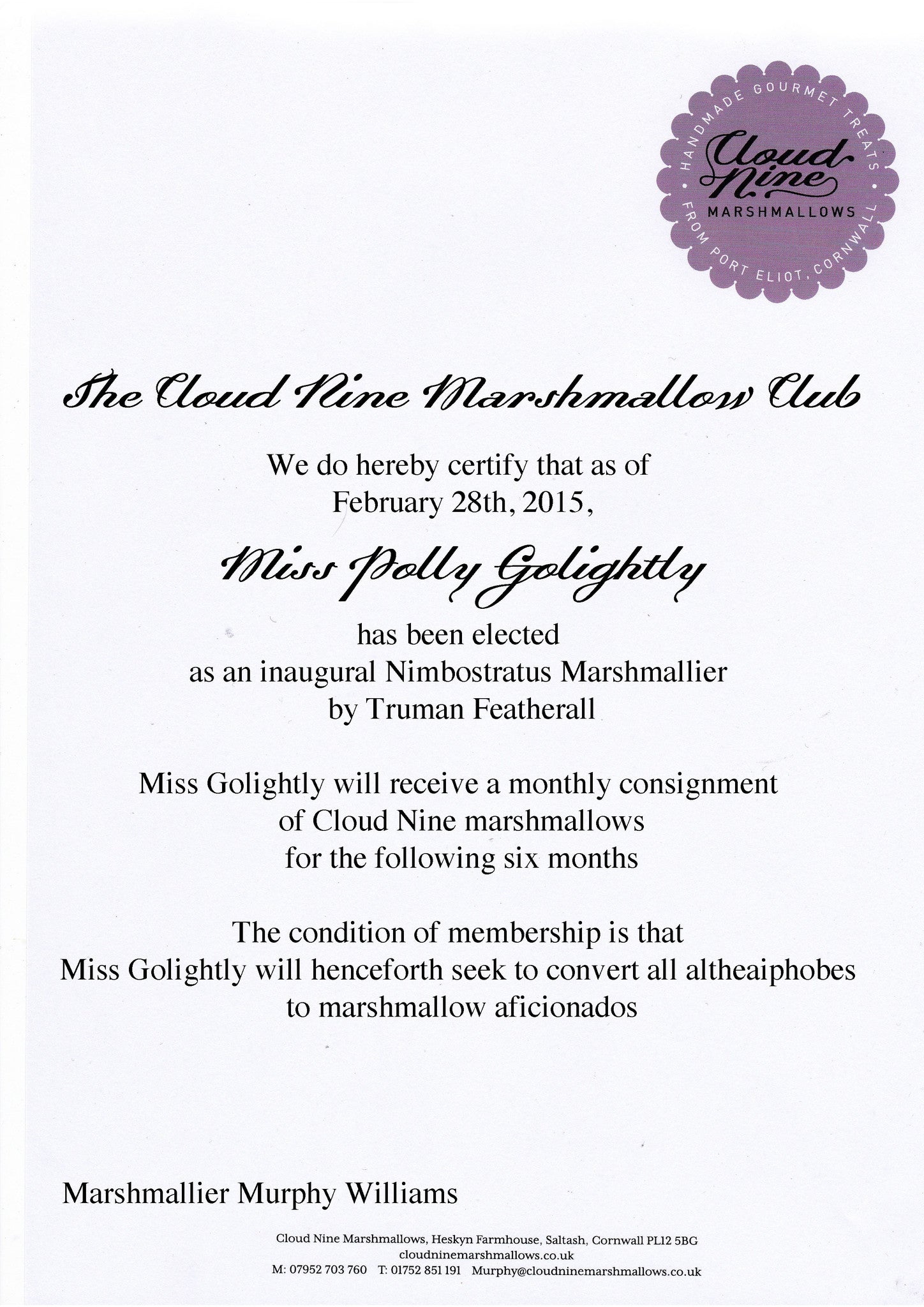 The Cloud Nine Marshmallow Club